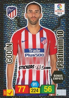 Sticker Godín - Liga Santander 2018-2019. Adrenalyn XL n. 39B - Panini