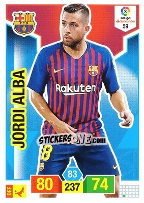 Sticker Jordi Alba - Liga Santander 2018-2019. Adrenalyn XL n. 59 - Panini