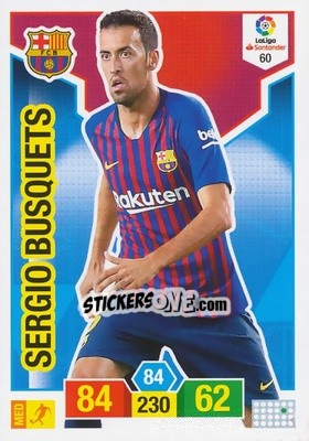 Sticker Sergio Busquets - Liga Santander 2018-2019. Adrenalyn XL n. 60 - Panini