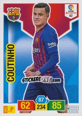 Sticker Coutinho - Liga Santander 2018-2019. Adrenalyn XL n. 62 - Panini