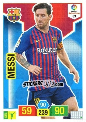 Sticker Messi - Liga Santander 2018-2019. Adrenalyn XL n. 63 - Panini