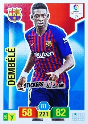 Sticker Ousmane Dembélé - Liga Santander 2018-2019. Adrenalyn XL n. 65 - Panini