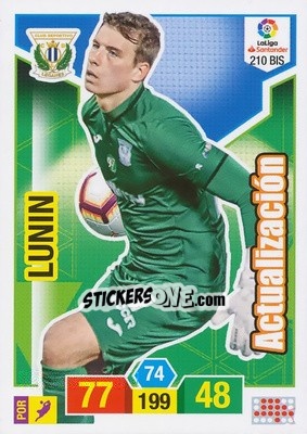 Cromo Lunin - Liga Santander 2018-2019. Adrenalyn XL n. 210bis - Panini