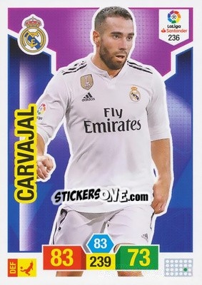 Sticker Carvajal - Liga Santander 2018-2019. Adrenalyn XL n. 236 - Panini