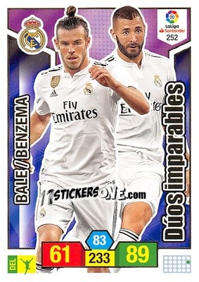 Sticker Bale / Benzema - Liga Santander 2018-2019. Adrenalyn XL n. 252 - Panini