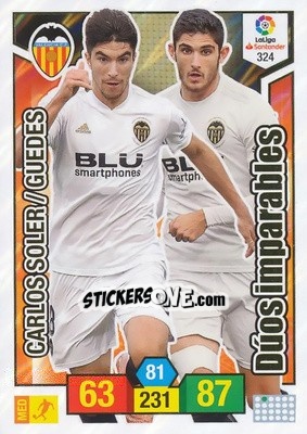 Sticker Carlos Soler / Guedes - Liga Santander 2018-2019. Adrenalyn XL n. 324 - Panini