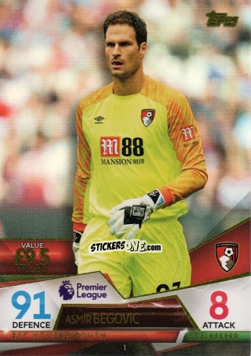 Sticker ﻿Asmir Begovic - English Premier League 2018-2019. Match Attax Ultimate n. 1 - Topps