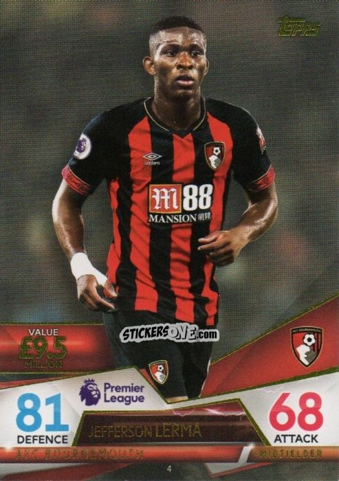 Sticker Jefferson Lerma - English Premier League 2018-2019. Match Attax Ultimate n. 4 - Topps