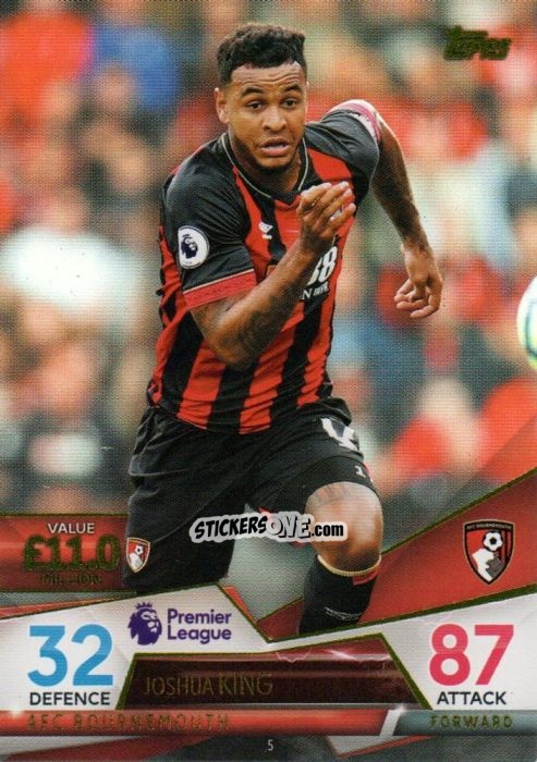 Sticker Joshua King - English Premier League 2018-2019. Match Attax Ultimate n. 5 - Topps