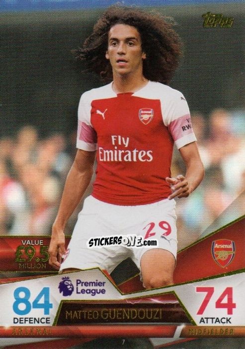 Sticker Matteo Guendouzi - English Premier League 2018-2019. Match Attax Ultimate n. 7 - Topps