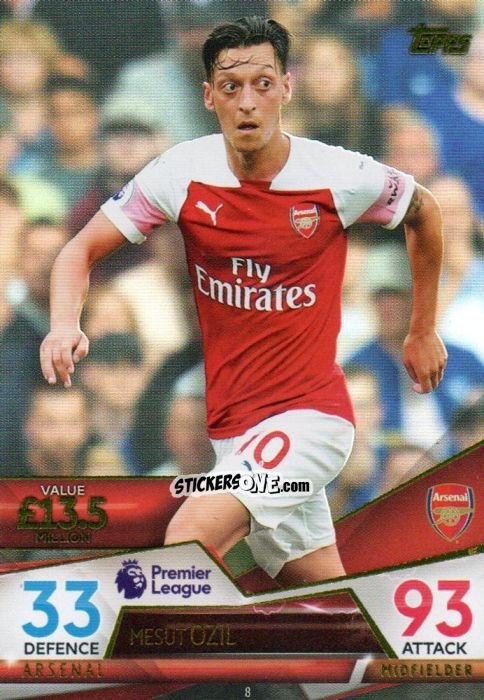 Figurina Mesut Ozil - English Premier League 2018-2019. Match Attax Ultimate n. 8 - Topps