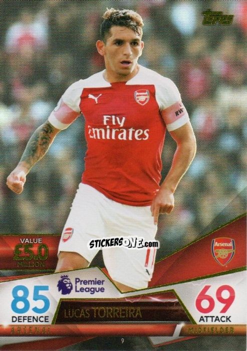 Sticker Lucas Torreira - English Premier League 2018-2019. Match Attax Ultimate n. 9 - Topps