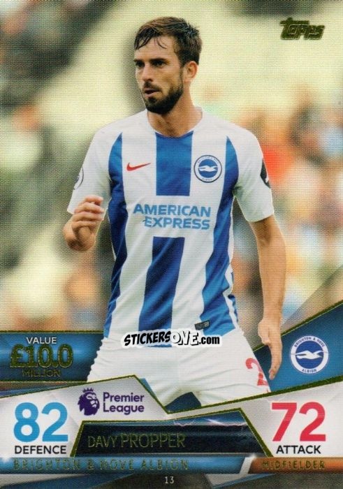 Sticker Davy Propper - English Premier League 2018-2019. Match Attax Ultimate n. 13 - Topps