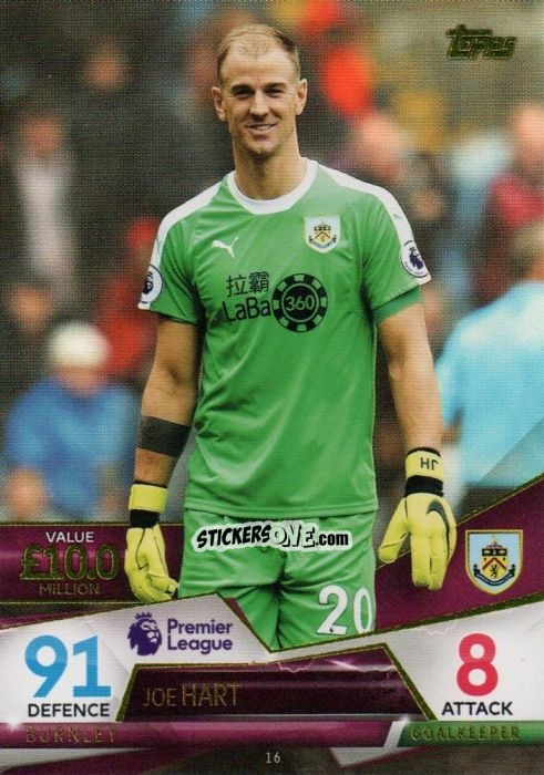 Sticker Joe Hart - English Premier League 2018-2019. Match Attax Ultimate n. 16 - Topps