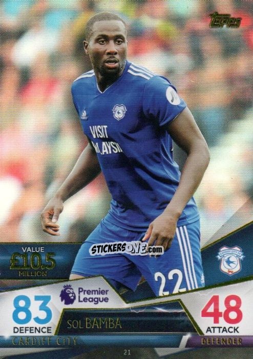 Sticker Sol Bamba - English Premier League 2018-2019. Match Attax Ultimate n. 21 - Topps