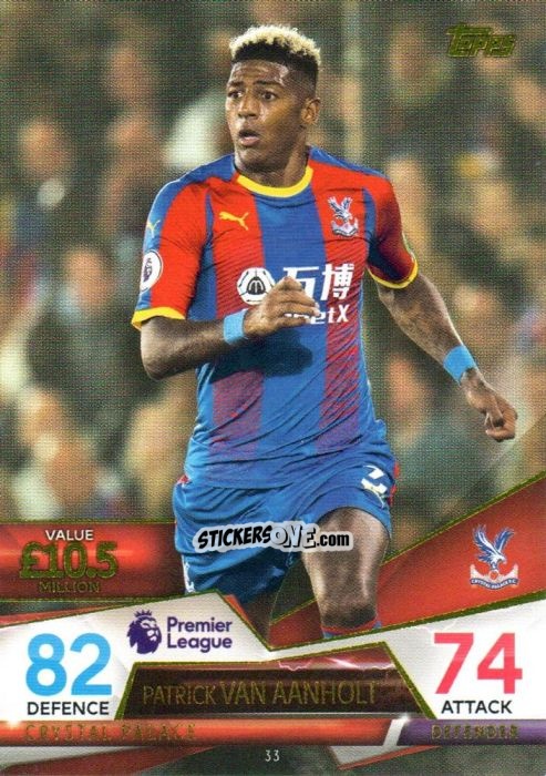 Sticker Patrick van Aanholt - English Premier League 2018-2019. Match Attax Ultimate n. 33 - Topps