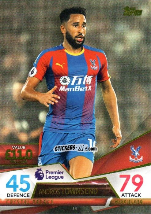 Sticker Andros Townsend - English Premier League 2018-2019. Match Attax Ultimate n. 34 - Topps