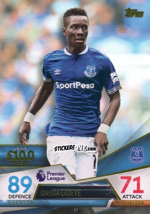 Sticker Idrissa Gueye - English Premier League 2018-2019. Match Attax Ultimate n. 37 - Topps