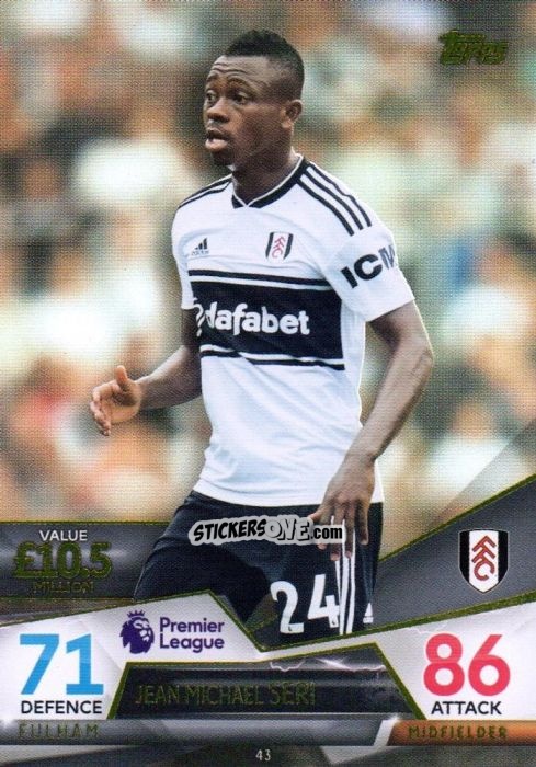 Sticker Jean Michael Seri - English Premier League 2018-2019. Match Attax Ultimate n. 43 - Topps
