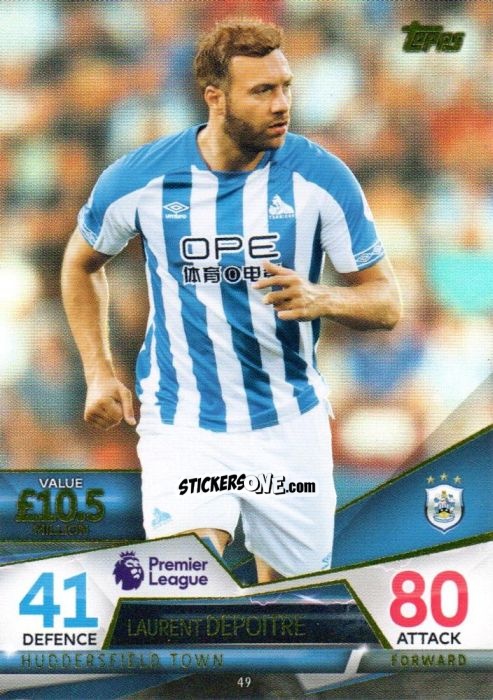 Figurina Laurent Depoitre - English Premier League 2018-2019. Match Attax Ultimate n. 49 - Topps