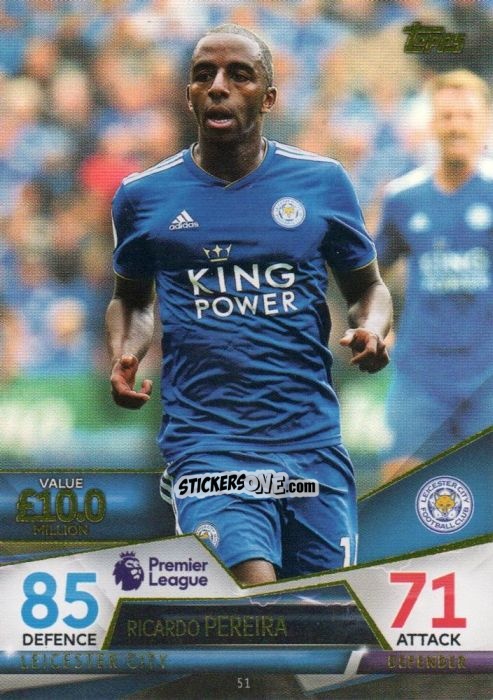 Sticker Ricardo Pereira - English Premier League 2018-2019. Match Attax Ultimate n. 51 - Topps