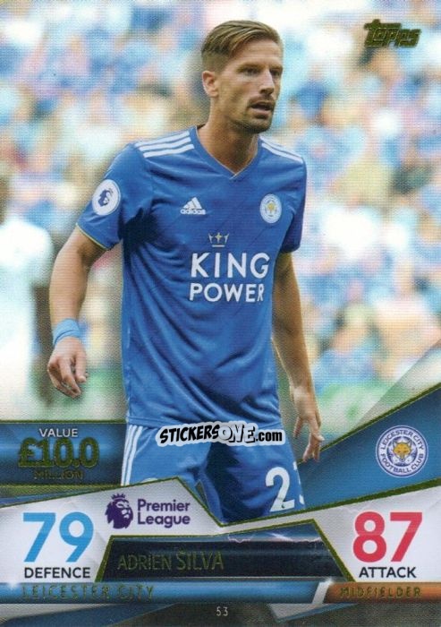 Figurina Adrien Silva - English Premier League 2018-2019. Match Attax Ultimate n. 53 - Topps