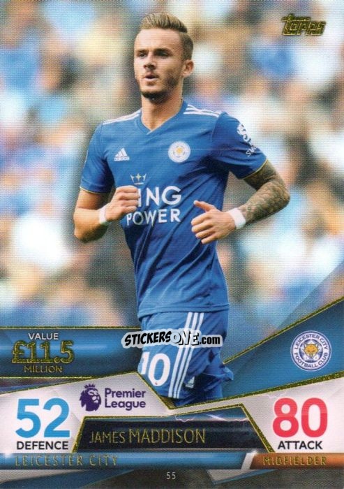 Sticker James Maddison - English Premier League 2018-2019. Match Attax Ultimate n. 55 - Topps