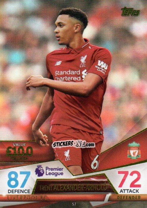 Sticker Trent Alexander-Arnold - English Premier League 2018-2019. Match Attax Ultimate n. 57 - Topps