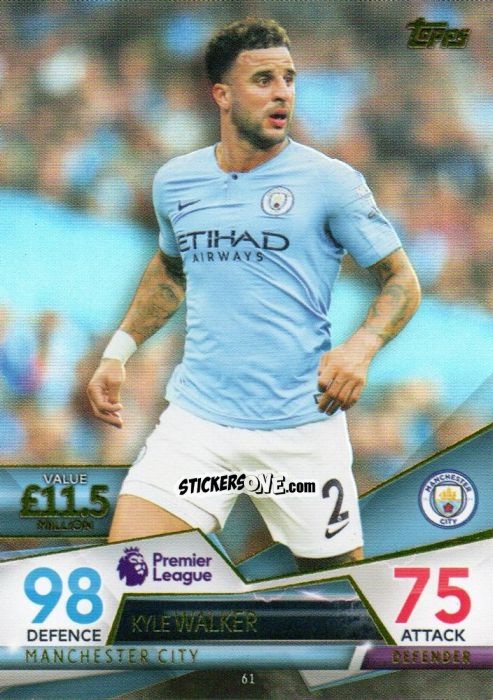 Figurina Kyle Walker - English Premier League 2018-2019. Match Attax Ultimate n. 61 - Topps