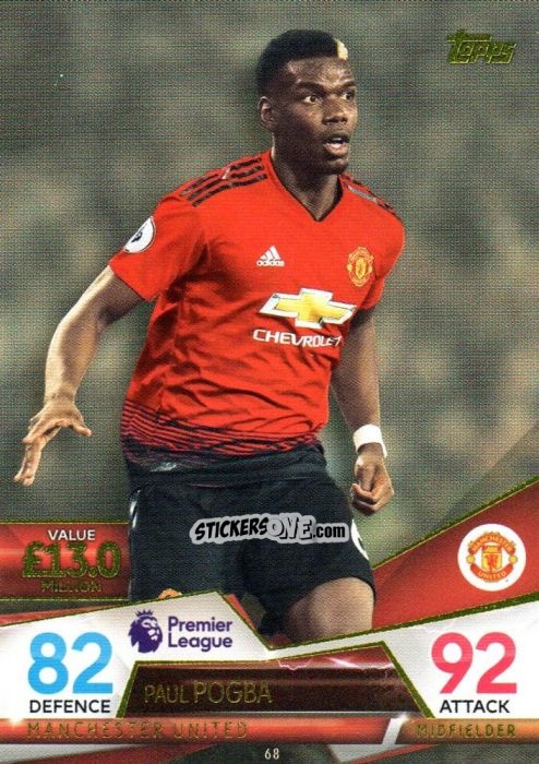 Figurina Paul Pogba - English Premier League 2018-2019. Match Attax Ultimate n. 68 - Topps