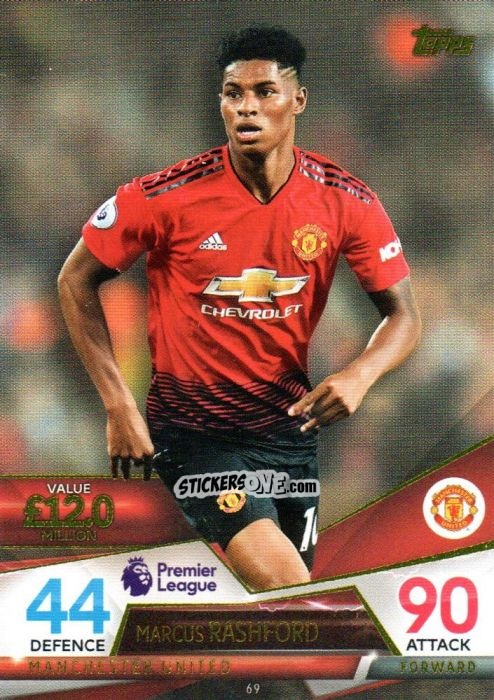 Figurina Marcus Rashford - English Premier League 2018-2019. Match Attax Ultimate n. 69 - Topps