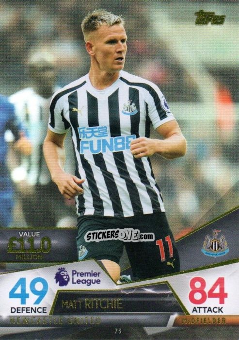 Sticker Matt Ritchie - English Premier League 2018-2019. Match Attax Ultimate n. 73 - Topps