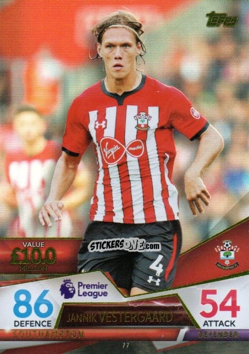 Sticker Jannik Vestergaard - English Premier League 2018-2019. Match Attax Ultimate n. 77 - Topps