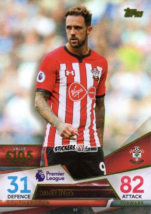 Figurina Danny Ings - English Premier League 2018-2019. Match Attax Ultimate n. 80 - Topps