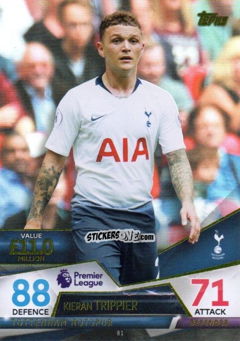 Sticker Kieran Trippier - English Premier League 2018-2019. Match Attax Ultimate n. 81 - Topps