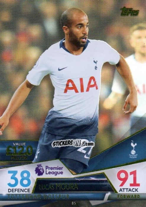 Sticker Lucas Moura - English Premier League 2018-2019. Match Attax Ultimate n. 85 - Topps