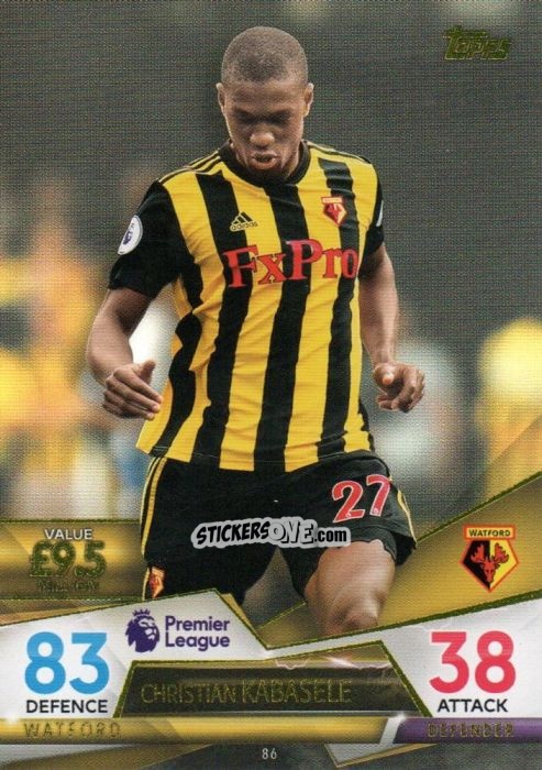 Figurina Christian Kabasele - English Premier League 2018-2019. Match Attax Ultimate n. 86 - Topps