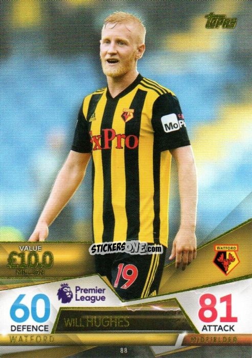 Sticker Will Hughes - English Premier League 2018-2019. Match Attax Ultimate n. 88 - Topps