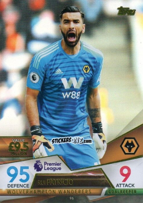 Figurina Rui Patricio - English Premier League 2018-2019. Match Attax Ultimate n. 96 - Topps