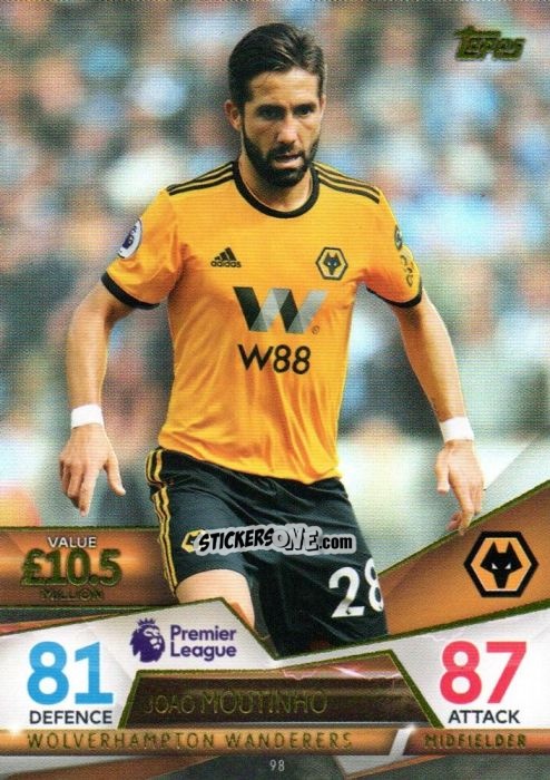 Sticker Joao Moutinho - English Premier League 2018-2019. Match Attax Ultimate n. 98 - Topps