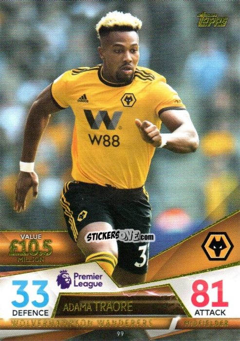 Sticker Adama Traore - English Premier League 2018-2019. Match Attax Ultimate n. 99 - Topps
