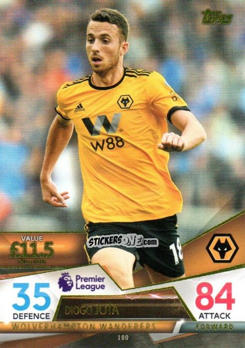 Sticker Diogo Jota - English Premier League 2018-2019. Match Attax Ultimate n. 100 - Topps