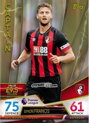Sticker Simon Francis - English Premier League 2018-2019. Match Attax Ultimate n. 101 - Topps