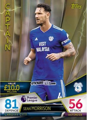 Sticker Sean Morrison - English Premier League 2018-2019. Match Attax Ultimate n. 105 - Topps