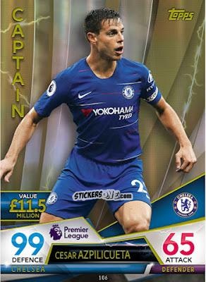 Sticker Cesar Azpilicueta - English Premier League 2018-2019. Match Attax Ultimate n. 106 - Topps
