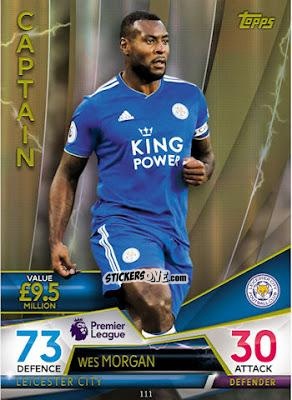 Sticker Wes Morgan - English Premier League 2018-2019. Match Attax Ultimate n. 111 - Topps