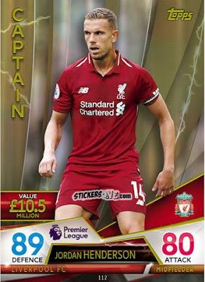 Cromo Jordan Henderson - English Premier League 2018-2019. Match Attax Ultimate n. 112 - Topps