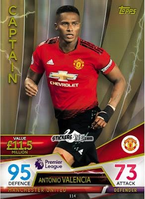 Sticker Antonio Valencia - English Premier League 2018-2019. Match Attax Ultimate n. 114 - Topps