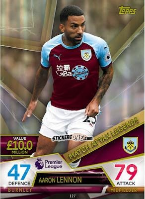 Sticker Aaron Lennon - English Premier League 2018-2019. Match Attax Ultimate n. 127 - Topps