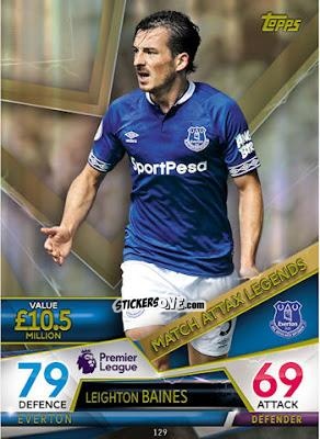 Sticker Leighton Baines - English Premier League 2018-2019. Match Attax Ultimate n. 129 - Topps